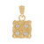 Yellow Gold Small Square Nugget White CZ Womens Diamond Cut Pendant (SKU# P13342)