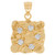 Yellow Gold Large Square Nugget White CZ Womens Diamond Cut Pendant (SKU# P13345)
