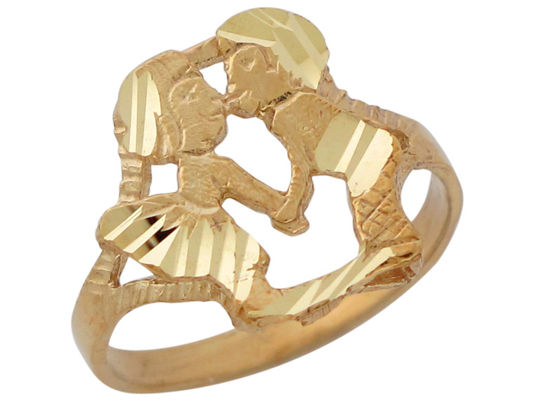 Cute Adorable Trendy Love Couple Kissing Ladies Diamond Cut Ring (JL# R10423)