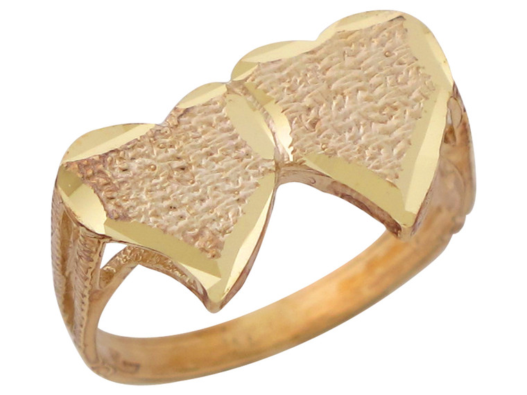 Ladies Modern Trendy Two Heart Diamond Cut Ring (JL# R10381)