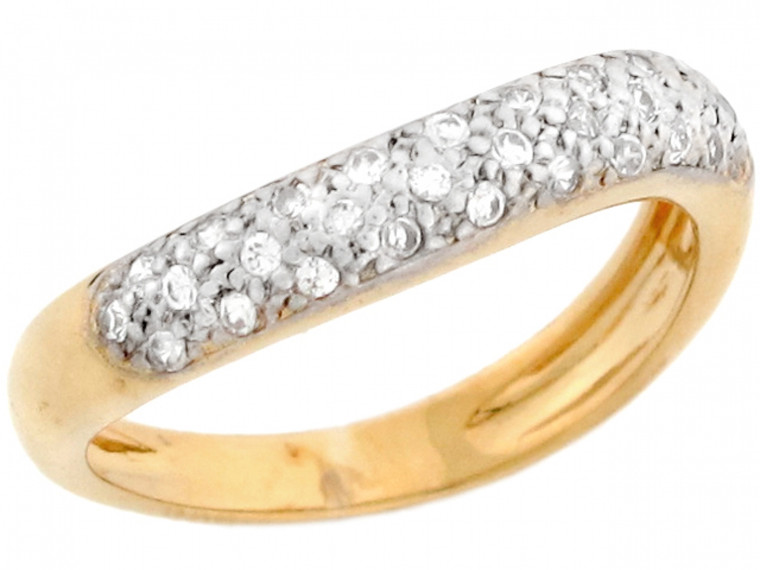 Two Tone Real Solid Gold CZ Beautiful Unique Anniversary Band Ring (JL# R3664)