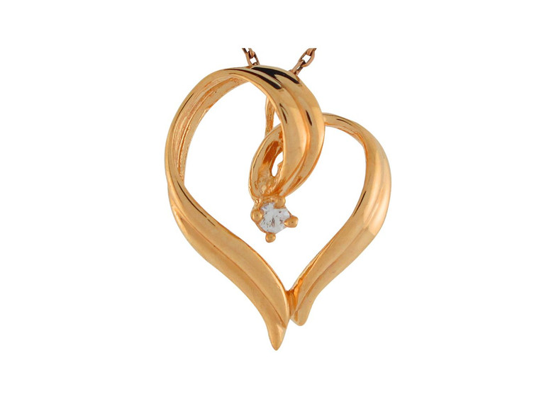 White Diamond Heart Shaped Twisted Design Floating Charm Pendant (JL# P9027)