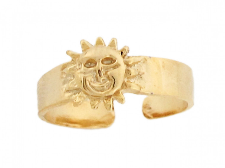Yellow Real Gold Sun Celestial Cute Designer Womens Toe Ring (JL# H4675)