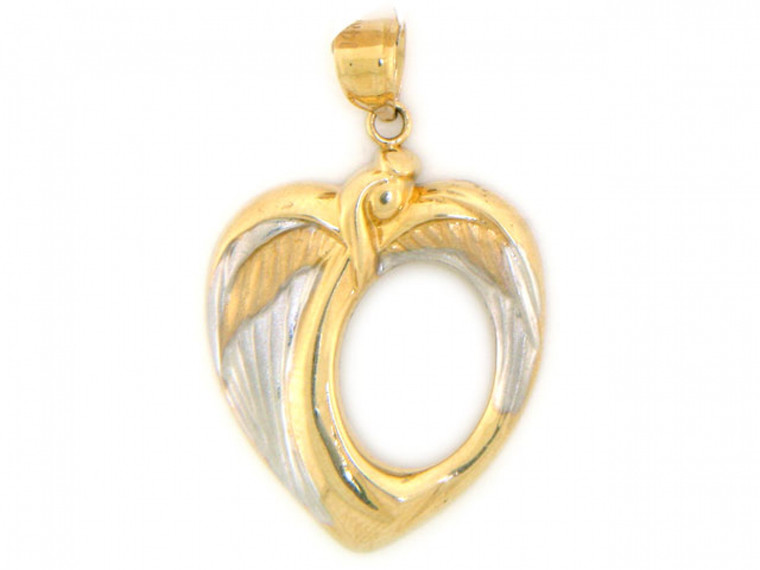 SOLID GOLD TWO-TONE HEART LOVE PENDANT JEWELRY (JL# P1791)