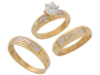 Two-Tone Gold Beautiful Accented His and Hers Amor Wedding Ring Set (JL# X10670)