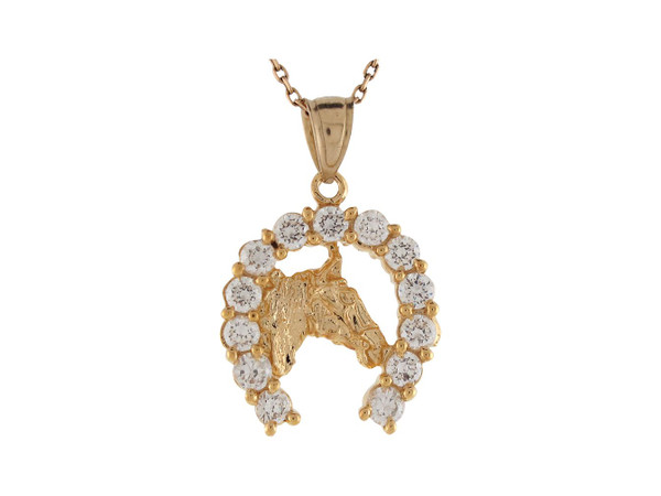 馬　飾り Horse Head Lucky Horseshoe Charm Pendant (JL# P8729) - Jewelry