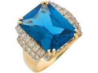 Gold Stunning White CZ Ladies Wide Cocktail Style Ring (SKU# R10802)