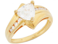 14k Yellow Gold Custom Lab Created Trillion Diamond Ring