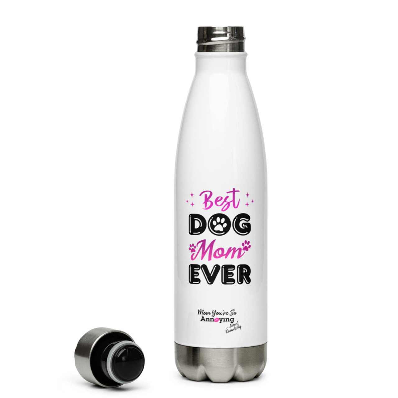 Dog Mom Custom Name Water Bottle Heart Dog Paw Print 32 Oz Personalized  Stainless Steel Insulated Water Bottles for Adults Older Kids 