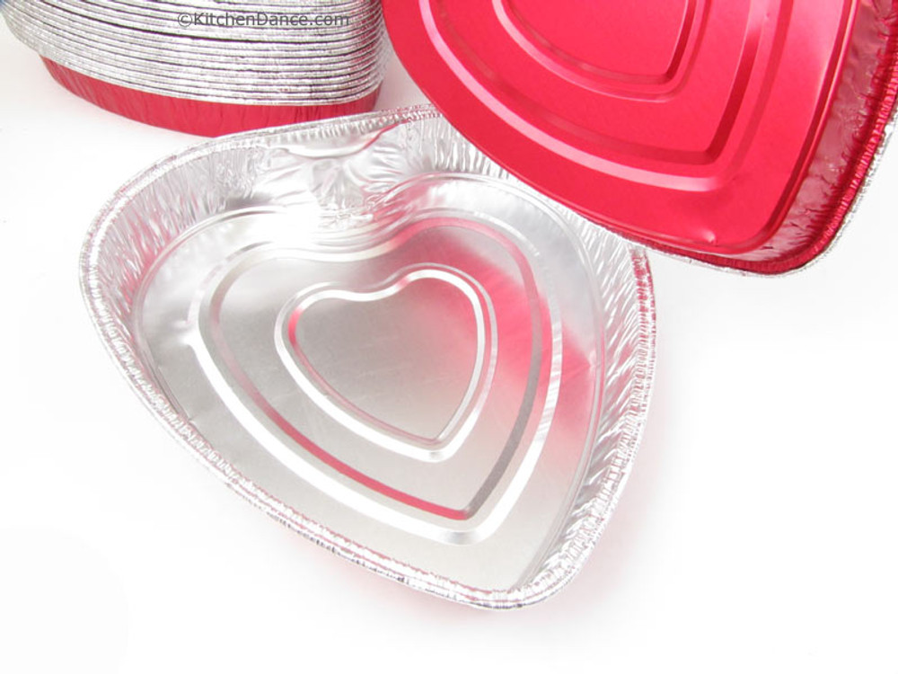 disposable aluminum foil colored heart shaped pan - Valentine's day, holiday baking pan, food serving tray