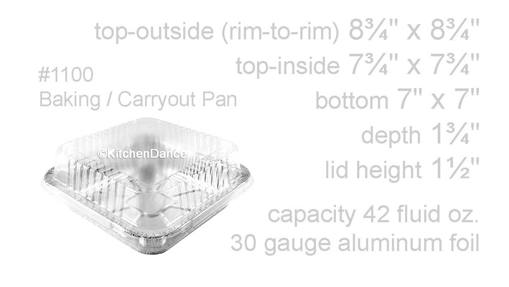disposable aluminum foil 9" sqaure cake pan, baking pan, food container with a plastic dome lid