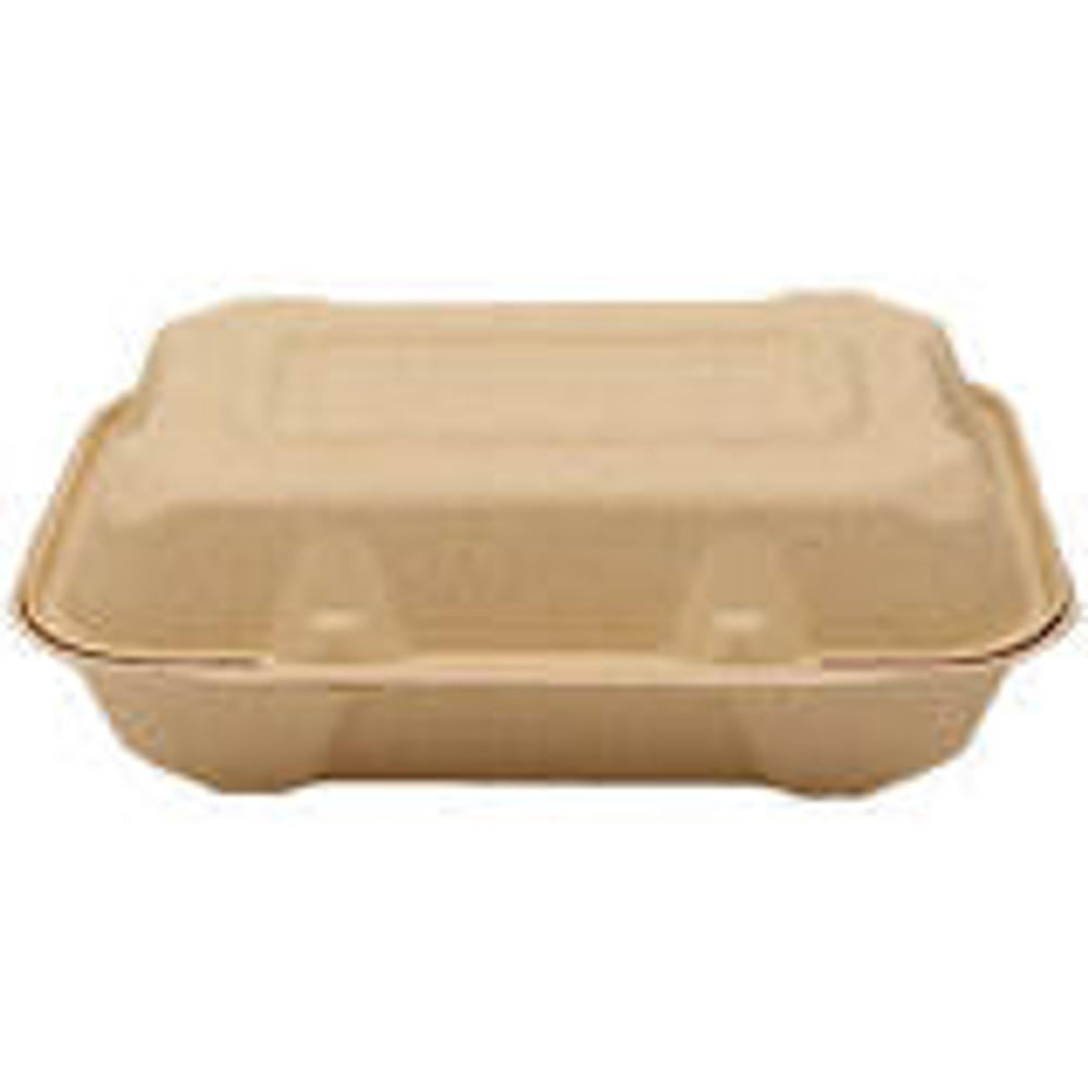  9 x 6 x 3 Molded Fiber 1 Compartment Hinged Take Out Containers