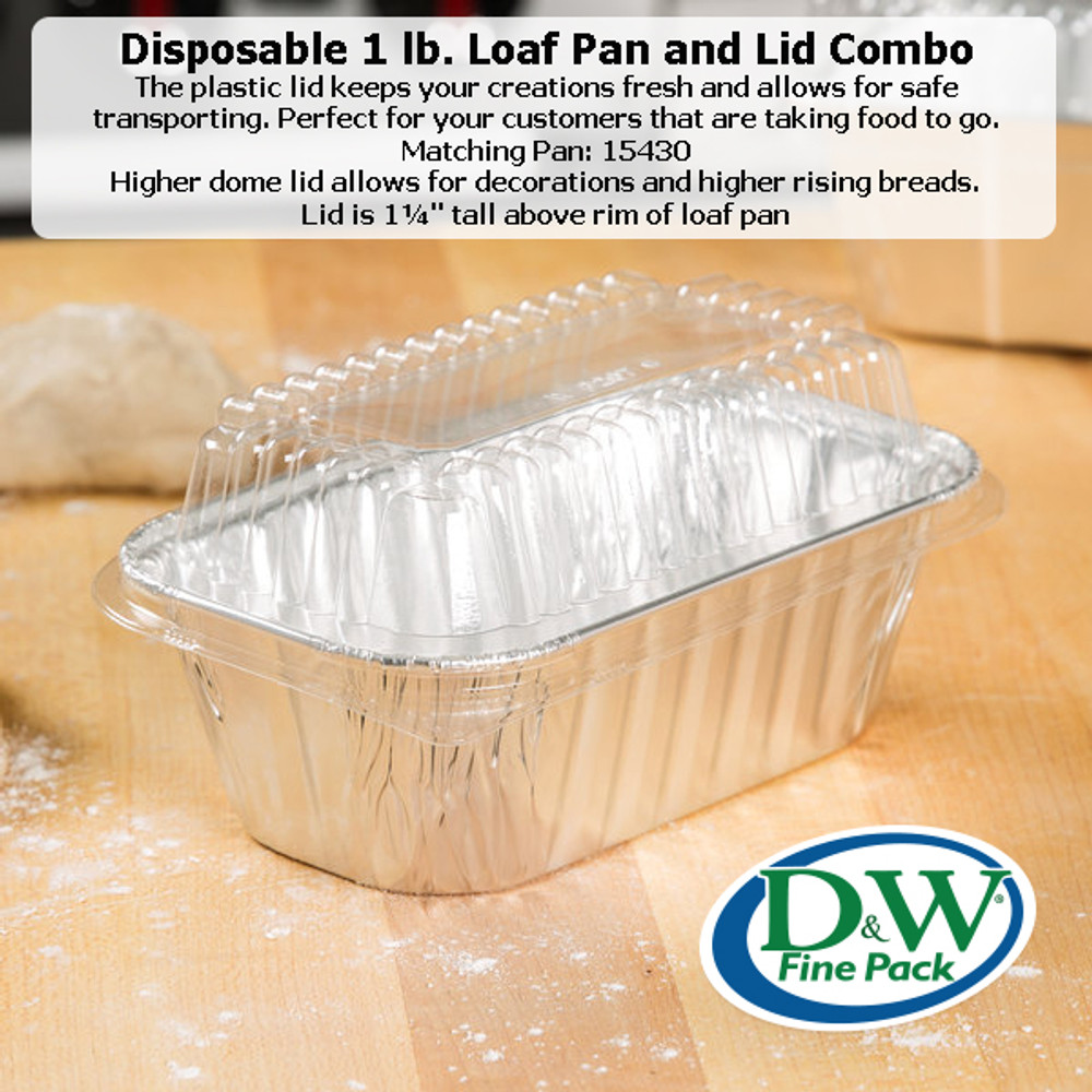 Plastic lid for D & W Fine Pack  Aluminum Foil 1 lb. Mini Loaf Pan #PL-15430
