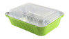 Colored Disposable Aluminum 3.75 Pound Carryout pan w/ Plastic Lid #3227P