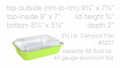 Colored Disposable Aluminum 3.75 Pound Carryout pan w/ Plastic Lid #3227P