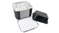 Black Disposable 1 lb. Foil Carryout Pan with Board Lid  #2550L