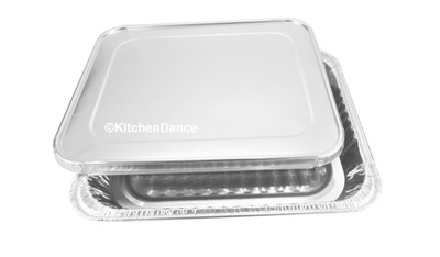 disposable aluminum foil 1/2 size steam table baking pan with foil lid - shallow