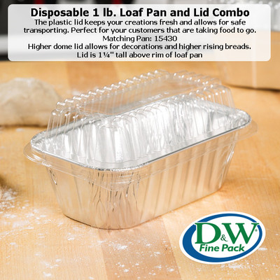 D & W Fine Pack  Aluminum Foil 1 lb. Mini Loaf Pan with Dome Lid#15430P