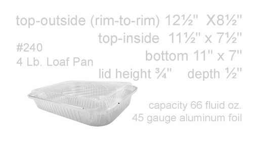 4 lb. Foil Oblong Carryout Pan with Plastic Lid #240P