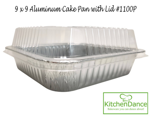 9 Square Disposable Foil Cake Pan with Clear Dome Lid #1100P