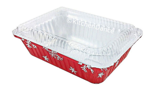 2¼ lb. Disposable Holiday Oblong Foil Pan with Dome Lid #9201X