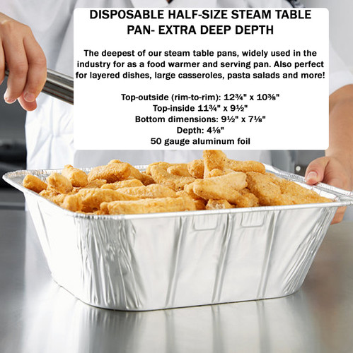 9 x 13 Disposable Aluminum Half Size Steam Deep Foil Pans With