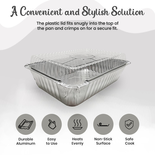 Dropship Disposable Aluminum Square Foil Pans With Snap-on Plastic Lids 650  Ml Food Dish Pan, Cake Pan, Dessert Pan, Extra-Sturdy Containers For  Cooking, Baking, Meal Prep, Heating, Storing, Takeout to Sell Online