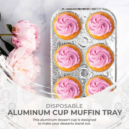 Muffin Pan, 6-Cups, Aluminum Foil, (500/Case) Durable Packing 1500-30