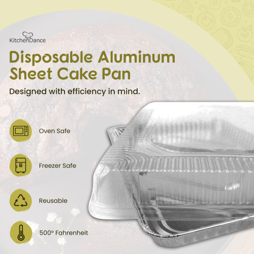 Disposable Foil 1/2 Sheet Cake Pan with Plastic Lid #7300P