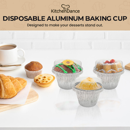 7 ounce Disposable Aluminum Foil Baking Cup with Lid #1210P