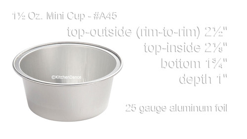 1½ oz. Mini Disposable Aluminum Foil Cups - Case of 2000 - #A45NL