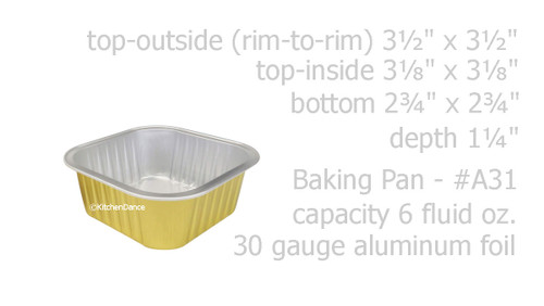 KitchenDance Disposable Colored Aluminum 6 Ounce Square Cake Pan- Dessert Pan-Individual Size #A31 (Blue Without Lids, 100)