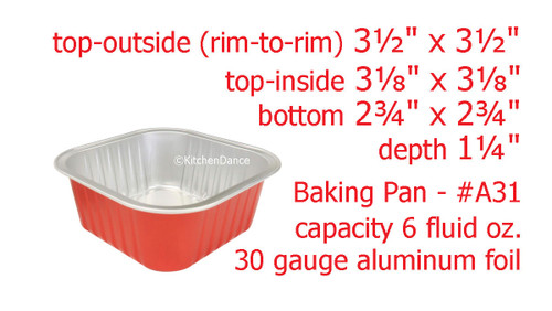6 Ounce Square Colored Aluminum Foil Dessert Pan #A31NL