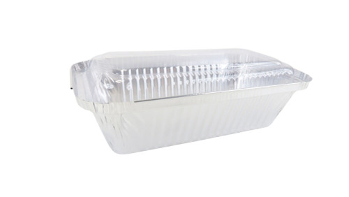 2 lb. Foil Loaf Pan with Crimp-on Plastic Lid #212P