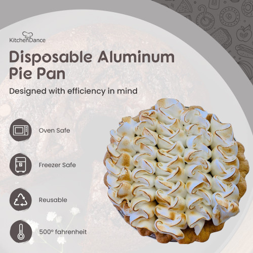KitchenDance Disposable aluminum foil Pie Pan - 9 Inches Heavy Duty  Reusable Aluminum Foil Pie Pan Perfect for Baking, Cooking, Food Preparing,  Oven