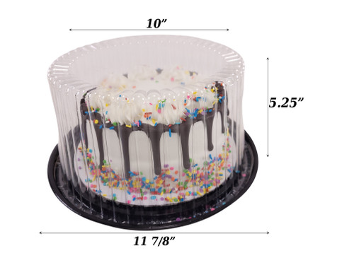 10 - 11 Plastic Disposable Cake Containers Carriers With Dome Lids And  Cake Boards [5 Pack] And Cake Server | Round Bundt Cake Boxes / Cover | 2-3