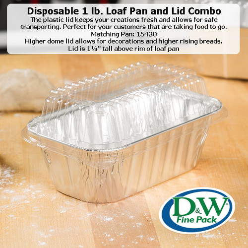 D & W Fine Pack Aluminum Foil 1 lb. Mini Loaf Pan with Dome LidD