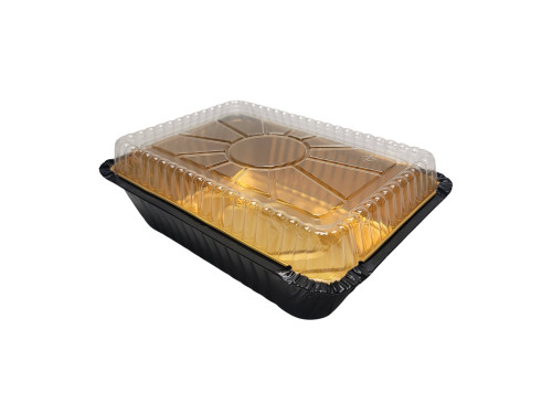 2¼ lb. Disposable Aluminum Foil Carryout Pan with Plastic Lid #250P