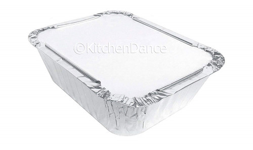 Comfy Package [50 Count] 2 lb capacity, Disposable Aluminum Foil Pans, 8x5  Disposable Takeout Pans with Clear Plastic Dome Lids, Great For Baking