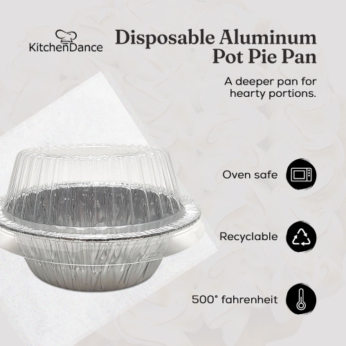 5¾" Disposable Aluminum Foil Pot Pie Pan with Lid  Extra Deep  #2400P