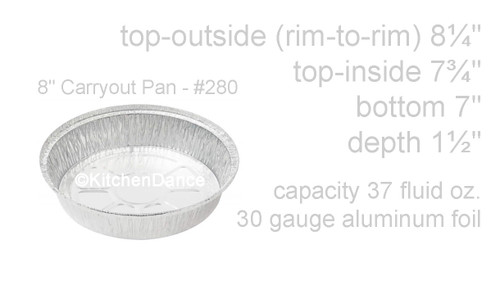 disposable aluminum foil 8" carryout pans / takeout pans, baking pans, food containers