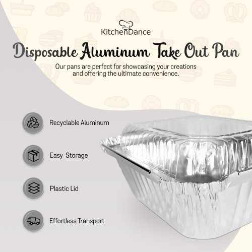 Disposable Aluminum Foil 1 lb. Carryout Pan with Plastic Lid    #220P