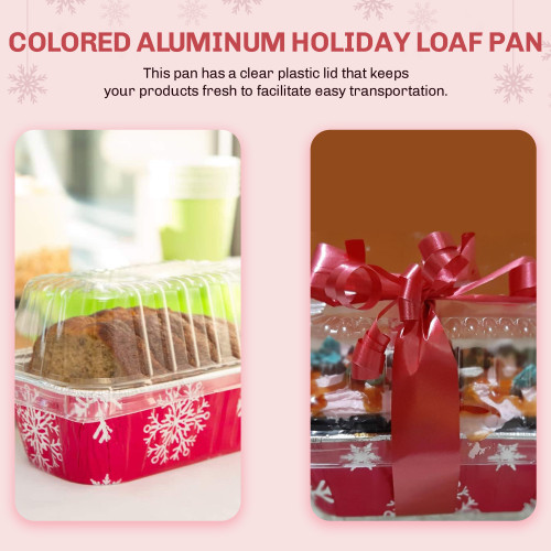 2 lb. Disposable Holiday Foil Loaf Pan with Plastic Lid   #9401P