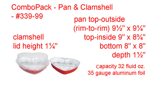 disposable aluminum foil heart-shaped pan, colored holiday baking pan,  serving pan / tray  with a clamshell container