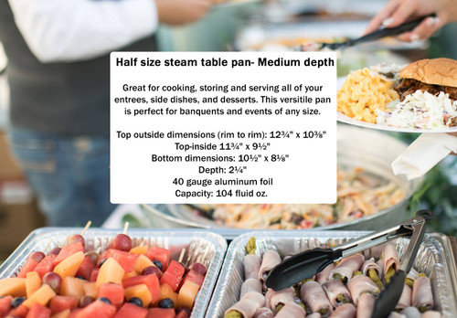 Disposable 1/2 Size Steam Table Foil Pan with Foil Lid   Medium Depth   #4255L