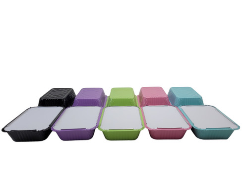 Colored 1 pound carryout pan with board lid #2550