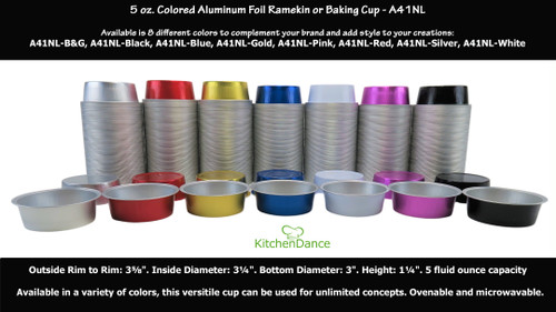 5 oz. Disposable Aluminum Colored Foil Baking Cups  #A41NL