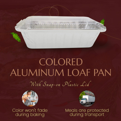 Colored 2 lb. Closable Foil Loaf Pan with Plastic Lid  #1850P