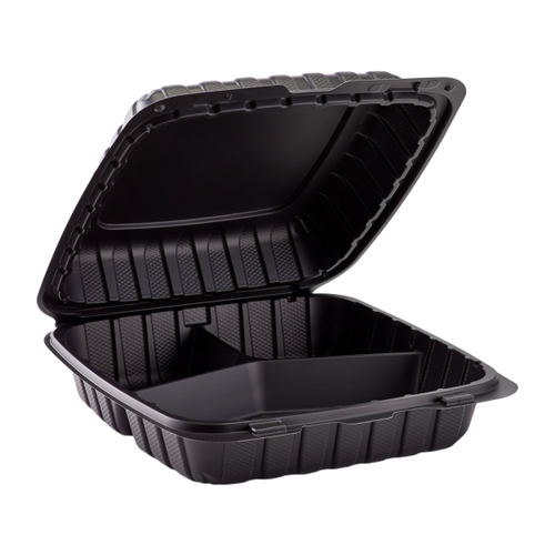 9 x 9 x 3 MFPP 3 Compartment Hinged Take Out Containers