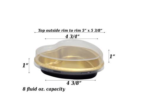 Plastic lid for   8 oz.  Disposable Heart shaped Foil Pan with Snap-on Plastic Lid  #PL-A255